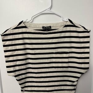 J. Crew Women's Top in Black and Cream Stripes